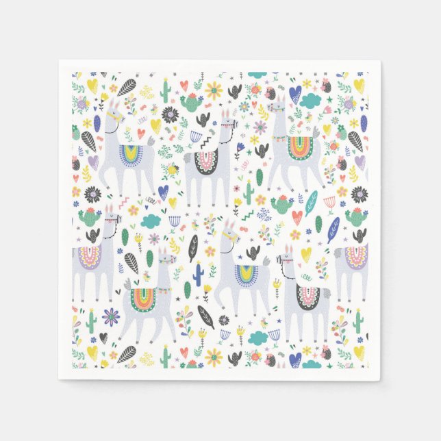 Doodle Alpaca Muster Serviette (Vorderseite)