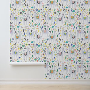 Doodle Alpaca Muster Tapete