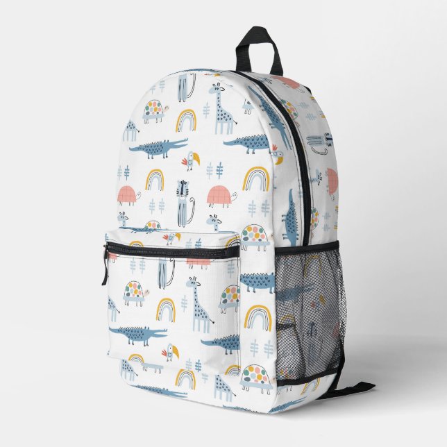Doodle Animal Fun Muster Bedruckter Rucksack (Rückseitige Ecke Rechts)