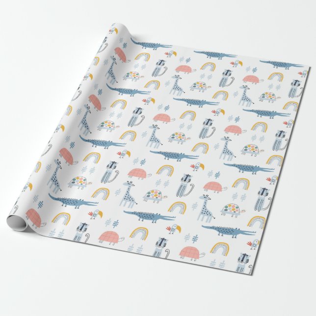 Doodle Animal Fun Muster Geschenkpapier (Ungerollt)