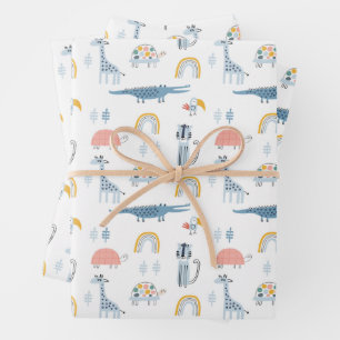 Doodle Animal Fun Muster Geschenkpapier Set