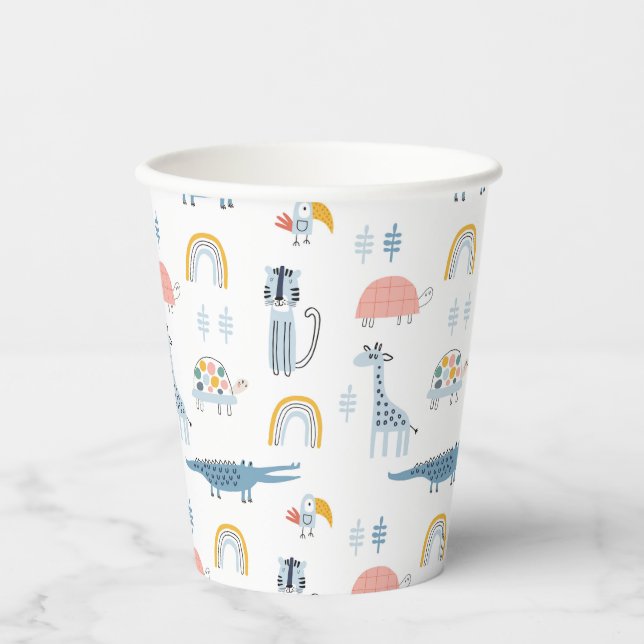 Doodle Animal Fun Muster Pappbecher (Vorderseite)