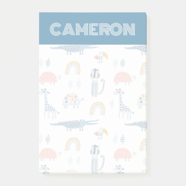 Doodle Animal Fun Muster Post-it Klebezettel (Vorderseite)