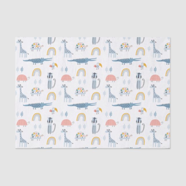 Doodle Animal Fun Muster Seidenpapier (Vorderseite)