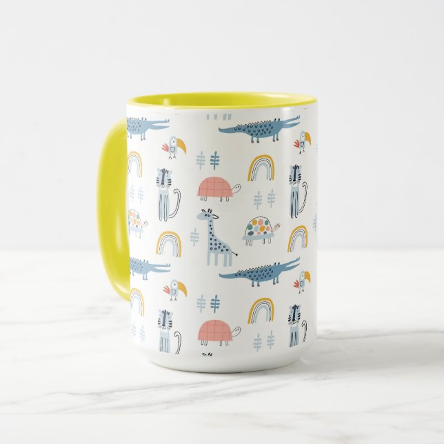 Doodle Animal Fun Muster Tasse (Vorderseite Links)