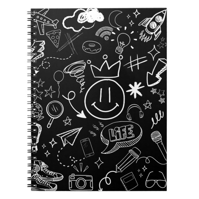 Doodle Art Black & White Notizblock (Vorderseite)