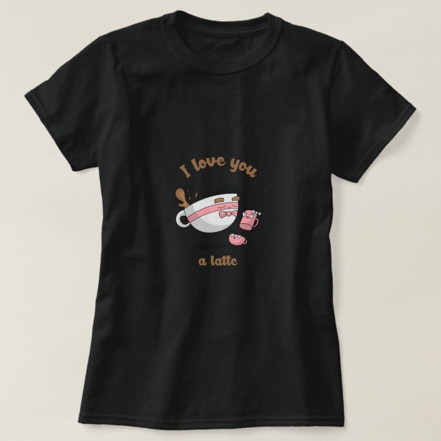Doodle Art Cute Cartoon Coffee Couple Latte T-Shirt (Design vorne)