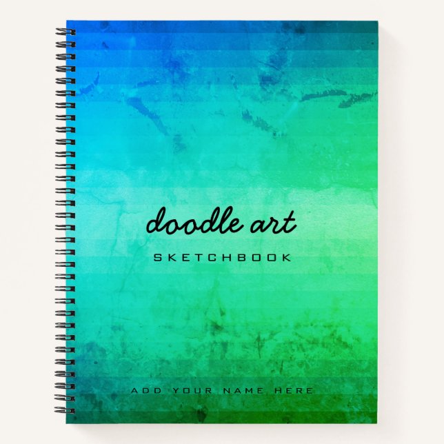 Doodle Art Gradient grüne blaue Skizze Notizbuch (Vorderseite)