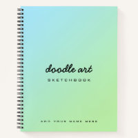 Doodle Art Gradient grünes blaues Sketch-Notebook