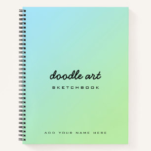 Doodle Art Gradient grünes blaues Sketch-Notebook Notizbuch