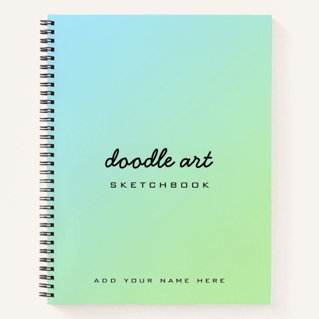 Doodle Art Gradient grünes blaues Sketch-Notebook Notizbuch (Vorderseite)