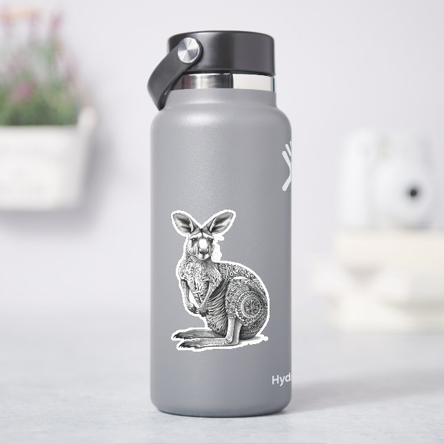 Doodle art Kangaroo Aufkleber (HydroFlask)