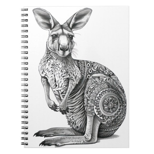 Doodle art Kangaroo Notizblock (Vorderseite)