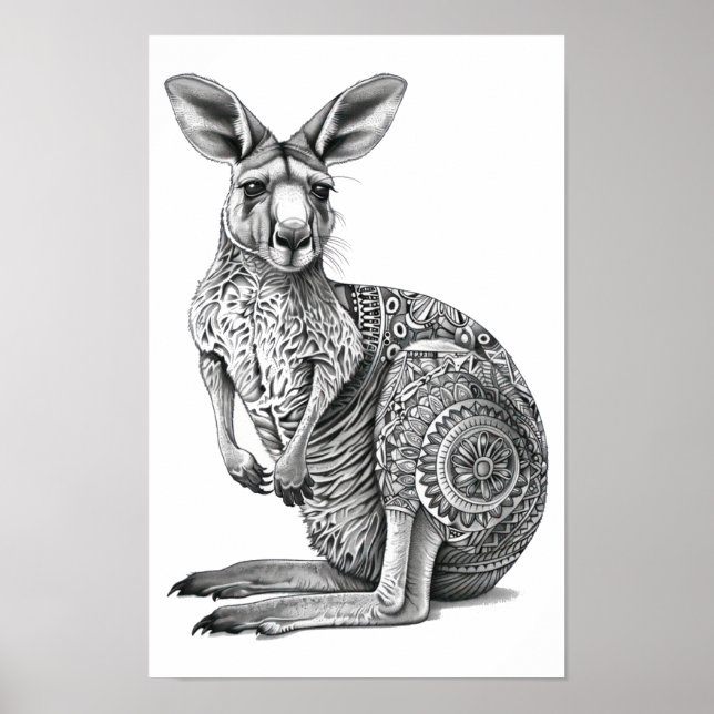 Doodle art Kangaroo Poster (Vorne)