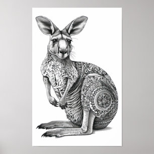 Doodle art Kangaroo Poster