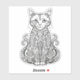Doodle Art niedlich Cat Aufkleber