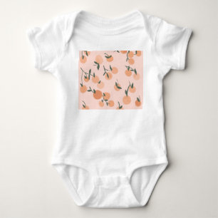 Doodle Art: Orangefarbenes Vintages Muster Baby Strampler