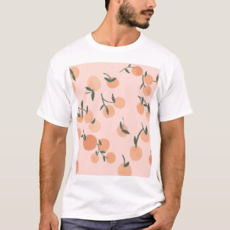 Doodle Art: Orangefarbenes Vintages Muster T-Shirt