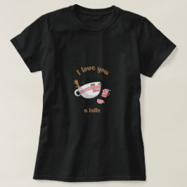 Doodle Art Süßes Cartoon-Kaffeepaar Latte T-Shirt