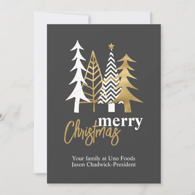 Doodle Art Trees Gray Company Weihnachten Einladung (Vorderseite)