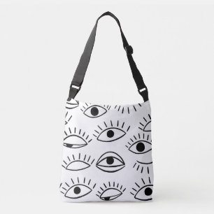Doodle-Auge, kreatives, nahtloses Muster. Tragetaschen Mit Langen Trägern