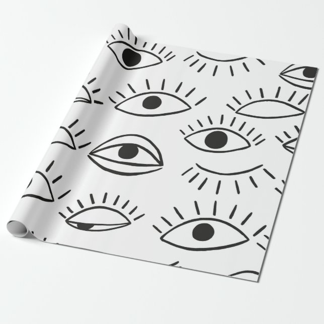 Doodle-Auge, nahtloses Muster.  Geschenkpapier (Ungerollt)
