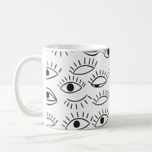 Doodle-Auge, nahtloses Muster.  Kaffeetasse