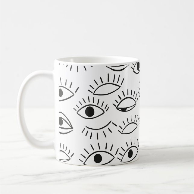 Doodle-Auge, nahtloses Muster.  Kaffeetasse (Links)