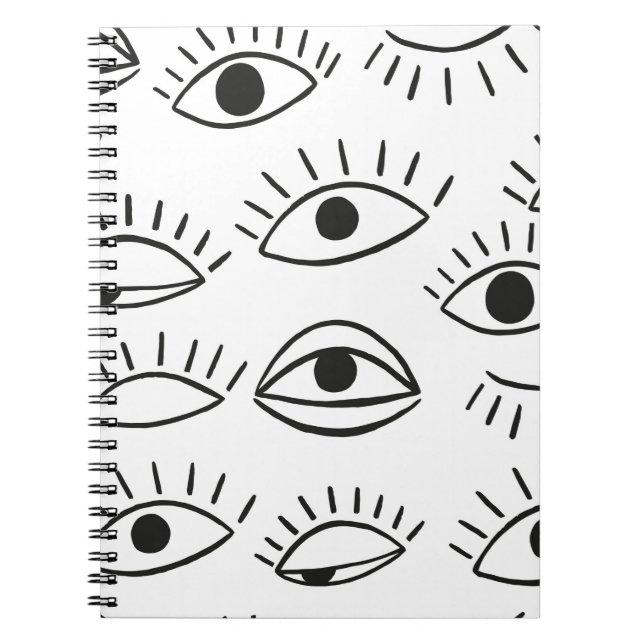 Doodle-Auge, nahtloses Muster.  Notizblock (Vorderseite)