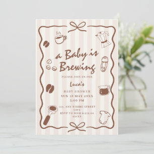 Doodle Baby Is Brewing Retro Kaffee Baby Shower Einladung