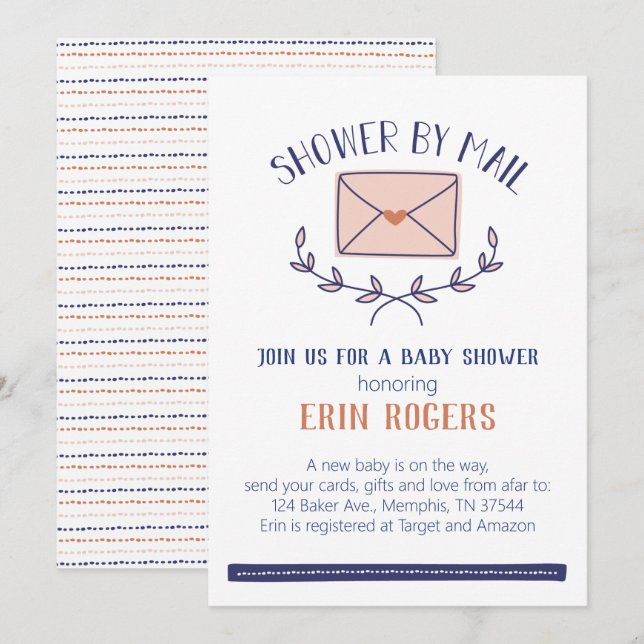 Doodle Baby Shower by Mail Einladung (Vorne/Hinten)
