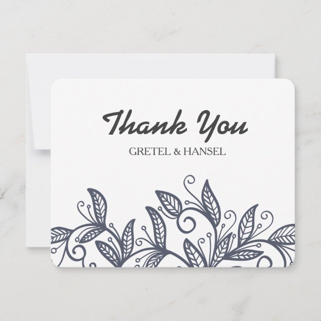 doodle Blätter Dankeskarte (Vorderseite)