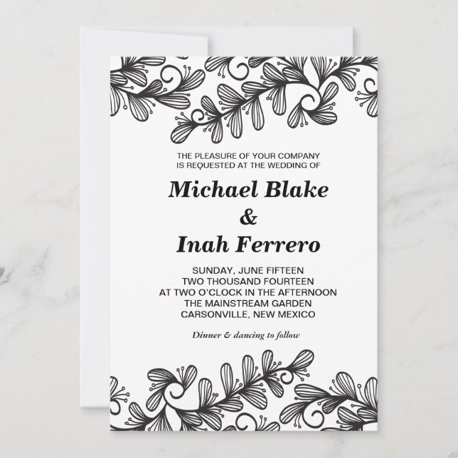 doodle Blätter Einladung (Vorderseite)