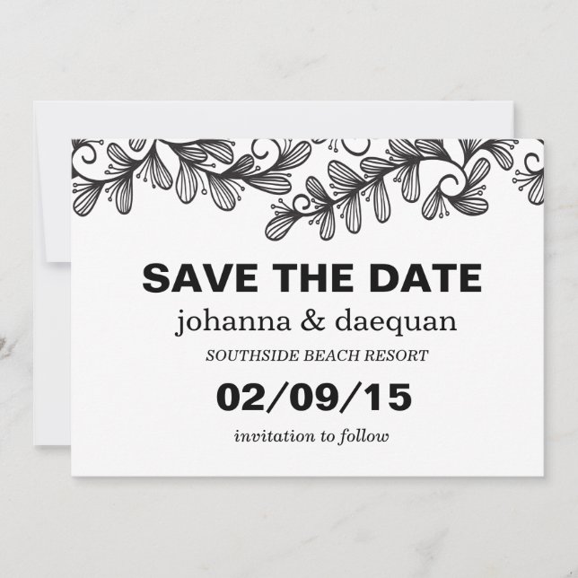 Doodle-Blätter Save The Date (Vorderseite)