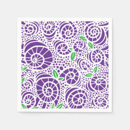 Doodle-Blätter und abstrakte Schneckenschnecken Serviette
