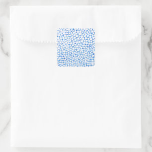 Doodle Blau weiße Punkte Blütenblütenblüte Wasserf Quadratischer Aufkleber