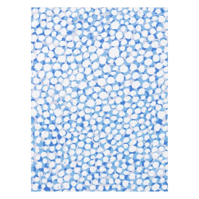 Doodle Blau weiße Punkte Blütenblütenblüte Wasserf Tischdecke (Vorderseite)