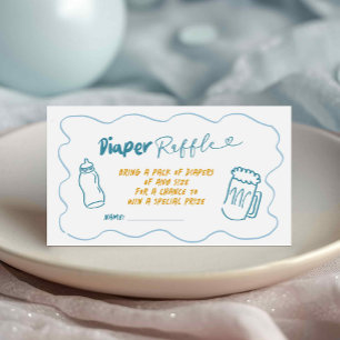 Doodle Blue Boy Baby wird Windeln Raffle Card Begleitkarte