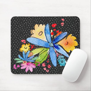 Doodle-Blume auf Polka Dot Mouse Pad Mousepad