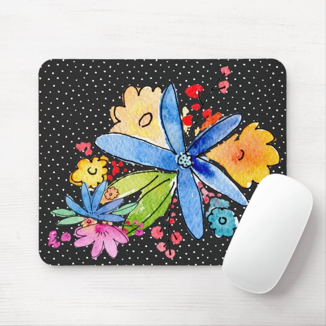 Doodle-Blume auf Polka Dot Mouse Pad Mousepad (Mit Mouse)