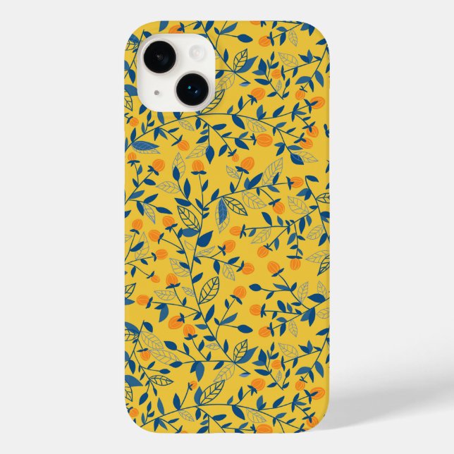 Doodle-Blume in blau und gelb Case-Mate iPhone Hülle (Rückseite)