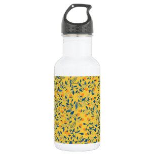 Doodle-Blume in blau und gelb Edelstahlflasche