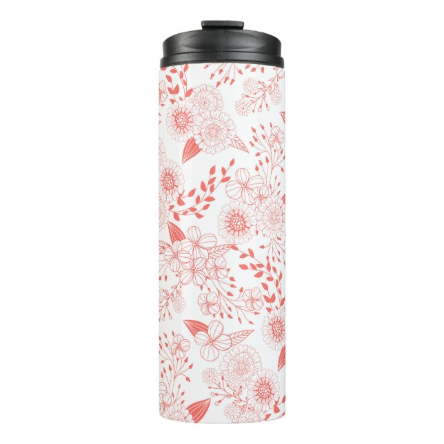 Doodle-Blume in lebenden Korallen Thermosbecher (Vorderseite)