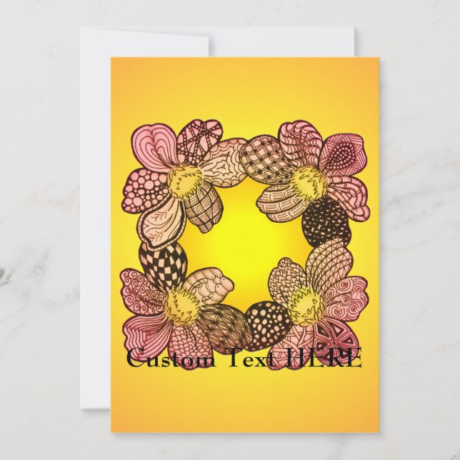 Doodle-Blume in Peach, Orange und Gold (Vorderseite)