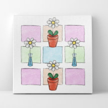 Doodle-Blume in Vasen und Töpfen, ummantelte Canva