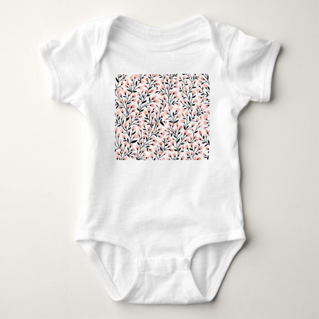 Doodle-Blume: Korallenblume Nahtlos. Baby Strampler (Vorderseite)