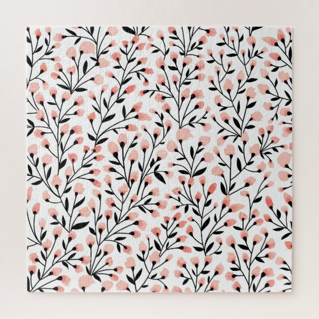 Doodle-Blume: Korallenblume Nahtlos. Puzzle (Vertikal)
