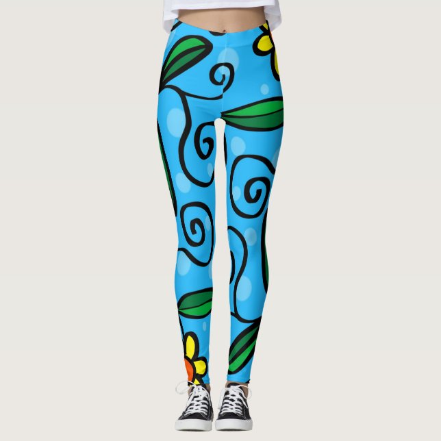 doodle Blume Leggings (Vorderseite)