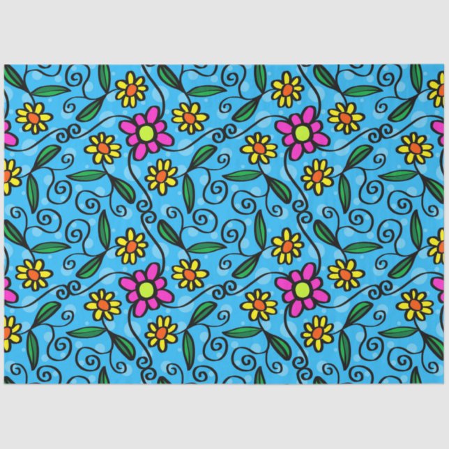 Doodle-Blume-Papiertaschentuch Seidenpapier (Vorderseite)