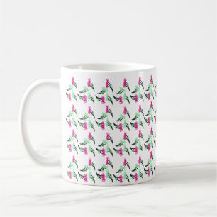 Doodle-Blume rosa grünes Muster Kaffeetasse